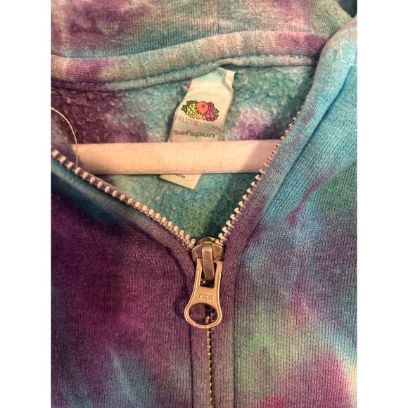 Vintage tye die zip up hoodie Froot of the loom tag unisex size large - Picture 2 of 4